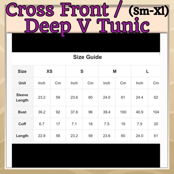 NEW✔️ Sexy Deep V Crisscrossed Tunic in Black - Picture 7 of 7